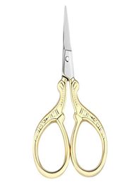 Stainless Steel Handmade Scissors Round Head Nose Hair Clipper Retro Gold Plated Household Tailor Shears For Embroidery Sewing Bea2305243