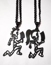 RVS Hatchetman ZWART juggalette Skeleton 2quot Ssteel CHARM INSANE CLOWN POSSE TWIZTID ZELDZAME zwarte kinketting halsl8081400