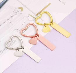 Porte-clés coeur en acier inoxydable, porte-clés d'amitié pour Couple, vierge pour graver des porte-clés DIY