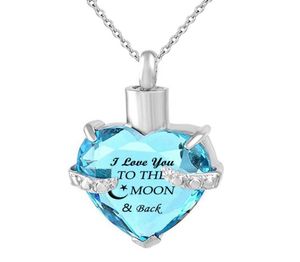 Bijoux commémoratif coeur en acier inoxydable Birthstone Crystal Cremation Collier Pendant Urn Pending For Ashes Crémation Crémation des cendres Bijoux7180701