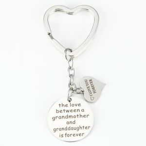 Bague de clés de coeur en acier inoxydable Je t'aime pour toujours grands-parents grand-mère Keychain Famille Key Bague cadeau