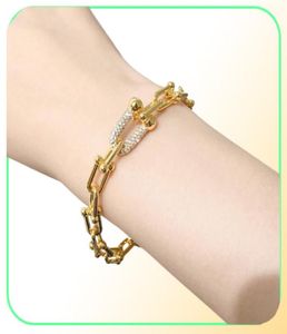 Roestvrijstalen hart t armbanden armbanden met kristal voor vrouwen mode echte sieraden roségoud/zilver/gouden liefde bangle emaille feestcadeau5504090