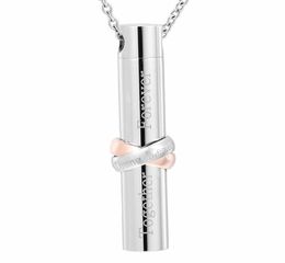 Cylindre creux en acier inoxydable ensemble pour toujours Love Love Cremation Memorial Urn Collier5741359