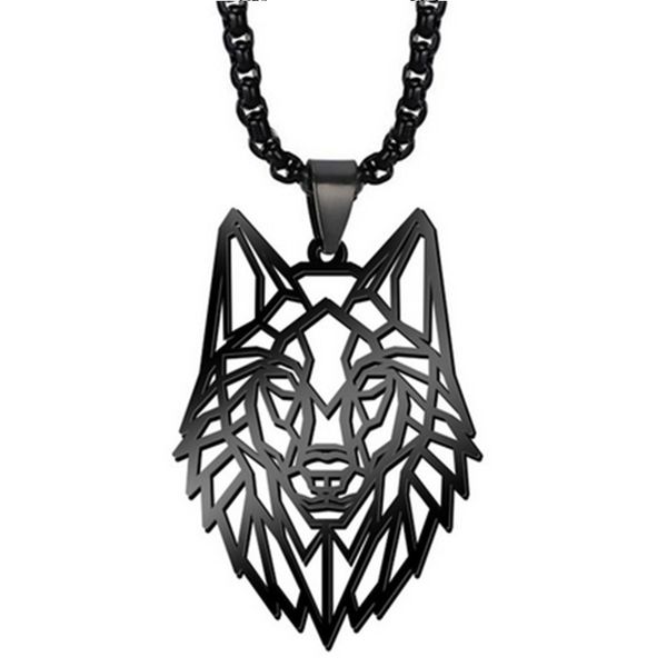 Acier inoxydable creux tête de loup collier Punk charme Animal pendentif couple cadeau spécial pour homme bijoux mode collier