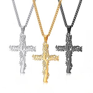 Boom van Life Cross Pendant kettingen mannen religie geloof Crucifix charme decoratieketen voor vrouwen sieraden geschenk