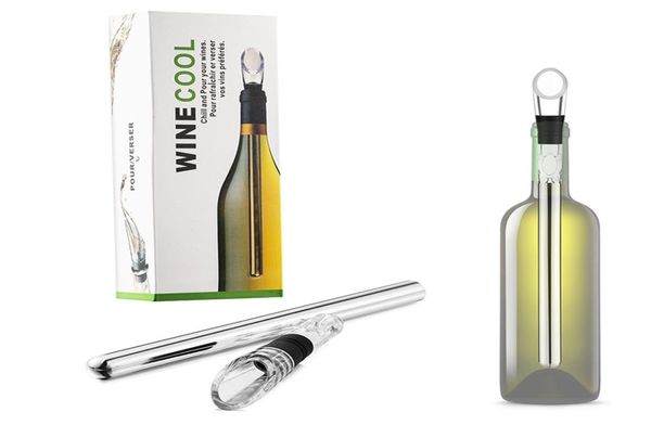 Bâton de refroidisseur de vin de glace en acier inoxydable avec verseur de vin bâton de refroidissement du vin refroidisseur de bière boisson bâton congelé outil de barre de glace fraîche 8832968