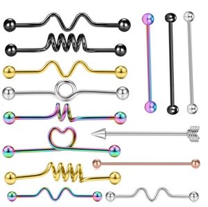 Roestvrij staal industriële barbell oorbellen voor dames heren lage Helix Tragus Bar oor piercing lichaamssieraden7010685