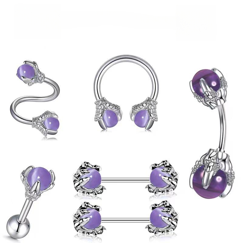 Roestvrij stalen inzet zirkoon hoefijzer ring S bar navel ring enkel oor nagel draak klauw zirkoon lip ring voor vrouwen piercing sieraden