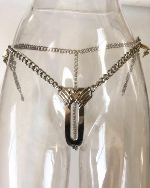 Cinturón de castidad invisible de acero inoxidable Femenino sexy de cuero de pantía Bondage Metal Chain Cadera erótica Juegos para adultos Bdsm Fetish 210725442243