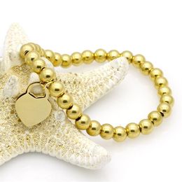 Edelstahl Schmuck Mode Pfirsich Herz Armband Perlenkette weibliche Titan Rose Gold Silber Manschette Armband für Mann Stahl jew300q