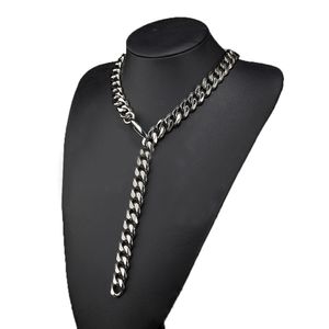 Bijoux En Acier Inoxydable Haute Poli Lumineux Cubain Multi-fonction Chaînes Punk Deux Motif Hip Hop Rock Rappeur Collier Hommes Chaînes 60cm 70cm