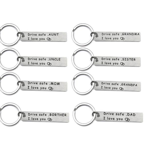 Porte-clés en acier inoxydable pendentif famille voiture porte-clés lecteur sûr le porte-clés cadeau créatif pour les proches