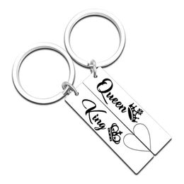 Roestvrijstalen sleutelhanger hanger Queen en King Couple Keychains Keyring Valentijnsdag Gift Key Chains