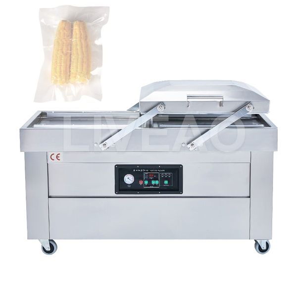 Machine de conditionnement sous vide de double chambre de cuisine d'acier inoxydable Scellant sous vide de sac en plastique de nourriture