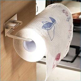 Porte-rouleau de papier de cuisine en acier inoxydable, porte-serviettes en papier de cuisine sans perçage, crochets collants de 3M J15372228k