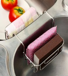 Stainless Steel Kitchen Sponge Holder Sink Caddy Organizer Rag Cloth Brush Soap Dishwashing Liquid Drainer Rack Draining Basket6113863