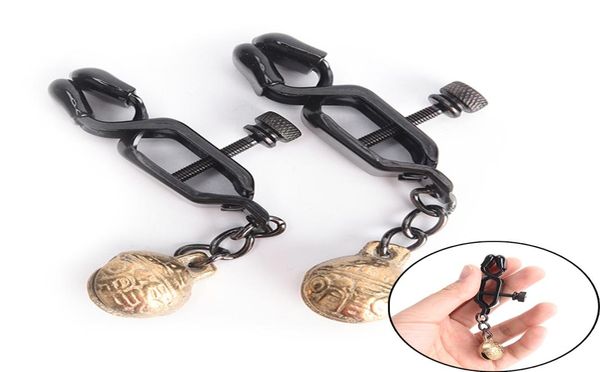 Pinces à mamelon en acier inoxydable pour lèvres, Clitoris, chaîne en métal noir, Bondage Bdsm pour femmes, bijoux de corps, accessoires exotiques C181225011082115