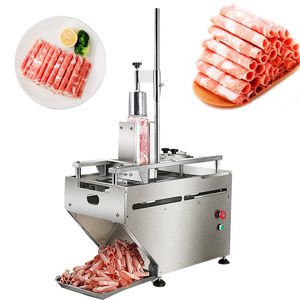 Máquina cortadora de rollos de cordero de acero inoxidable, escritorio eléctrico comercial, 0,5-25 mm de espesor, ajustable, cortadora de carne congelada de rollo simple/doble a la venta