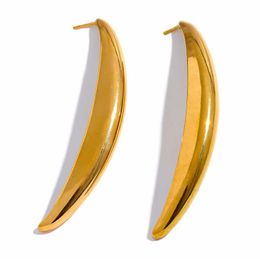 Roestvrij staal lange half lege populaire studoor oorbellen 18k gouden metaal statement minimalistische sieraden voor vrouwen bijoux