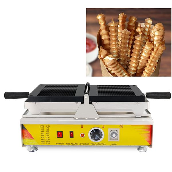 Máquina para hacer gofres con palos largos de acero inoxidable, máquina para hacer gofres con forma de patatas fritas, máquina para hornear patatas fritas