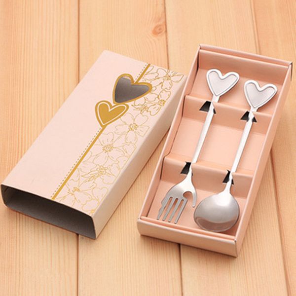 Amateurs en acier inoxydable Spoon and Forks pour les cadeaux de fête de mariage et cadeaux de fête d'anniversaire cadeaux de douche de bébé