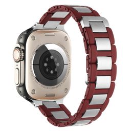 Bracelet de montre magnétique en acier inoxydable Bracelet en caoutchouc métallique pour bracelets de montre Apple 45mm 44mm 49mm 40mm 42mm 41mm 38mm bracelets de montre iwatch Ultra 7 8 6 5 4 3 bracelets série