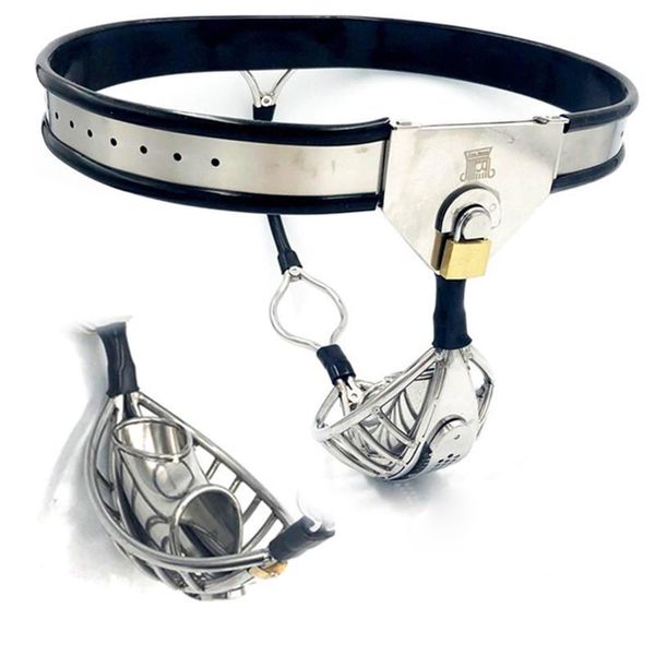 Ceinture de chasteté masculine en acier inoxydable, Cage à pénis, pantalon de Bondage, dispositif de chasteté, jouets sexuels pour hommes J1434