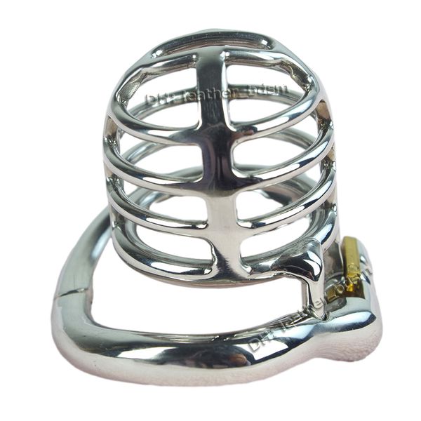 Dispositivo de Castidad masculina de acero inoxidable, cinturón, jaula de pájaros, anillo de sujeción Bondage para hombres con anillo curvo para pene, Juguetes sexuales para hombres