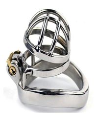 Dispositivo de castidad masculina de acero inoxidable jaula pequeña jaula de castidad de metal cinturón anillo para pene productos sexuales 2737662927