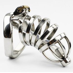 Dispositif de chasteté masculine en acier inoxydable avec bouchon de pénis tube en silicone Ceinture de chasteté en métal cage à bite Produits sexuels BDSM