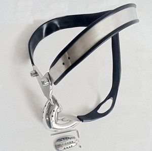 Dispositifs de chasteté Dispositif de ceinture de chasteté incurvée pour homme en acier inoxydable Redessiné SPLIT Back PA Crochet # E07