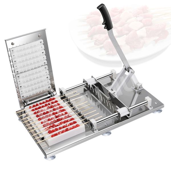 Máquina Manual de acero inoxidable para kebab de cordero, máquina para hacer brochetas de bambú y barbacoa a mano, máquina para hacer cuerdas Satay de ternera