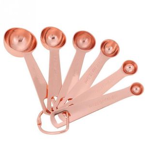 Juego de cucharas medidoras de acero inoxidable Juego de cucharas medidoras de oro rosa de lujo Herramienta de medición de cocina Accesorios para hornear