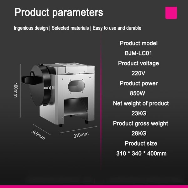 Machine de découpe de viande et de légumes en acier inoxydable, hachoir électrique, trancheur de nourriture, couteau à déchiqueter multifonction commercial, broyeur 220v