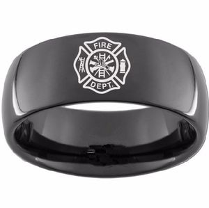 Bague américaine FIRE DEPT pour hommes en acier inoxydable, pompier des États-Unis, pompier américain, militaire américain, rouge, noir, argent, 8 mm de largeur