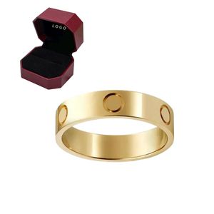 Diseñador de anillos de boda de amor para hombres y mujeres de acero inoxidable con caja con caja