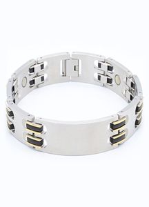 Acier inoxydable Men039s bijoux bracelet de santé respectueux de la santé respectueuse de la couleur bracelet en or plaqué IP Gold Bracelet noir Bangle 2802284