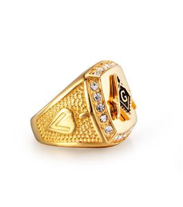 Roestvrijstalen heren ring goud kleur kristallen strass ringen voor mannen vrouwen klassieke retro rijder cowboy hiphop sieraden5350287