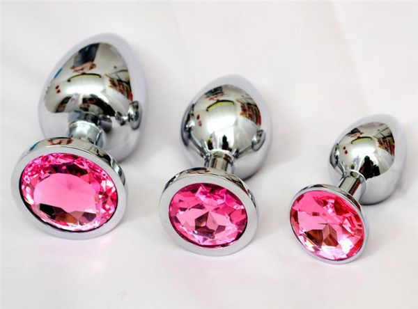 Plug anal en métal en acier inoxydable, perles de butin avec bijoux en cristal, jouets sexuels pour adultes, chaque ensemble comprend un petit, un moyen et un grand9406244