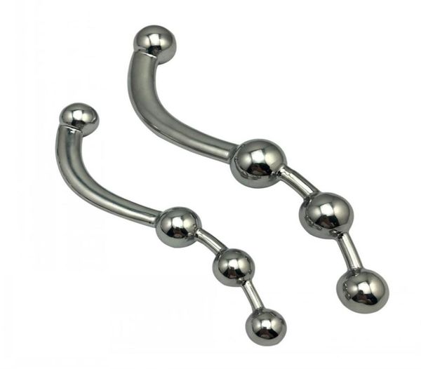 Plug anal en métal en acier inoxydable Double gode perles de pénétration plug anal de base faux pénis vagin insérer SM sex toys femme5276341