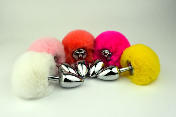 Tapón anal de metal de acero inoxidable Sexy Rabbit Tail Bunny Pompon Fox Tail Butt Plug Productos sexuales unisex Juguetes sexuales anales