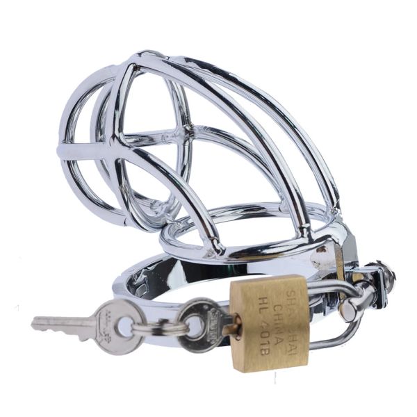 Cage à bite en métal en acier inoxydable avec manchon de bondage de pénis anneau barbelé dispositif de chasteté masculin verrouille la ceinture adulte avec des jouets sexuels de serrure