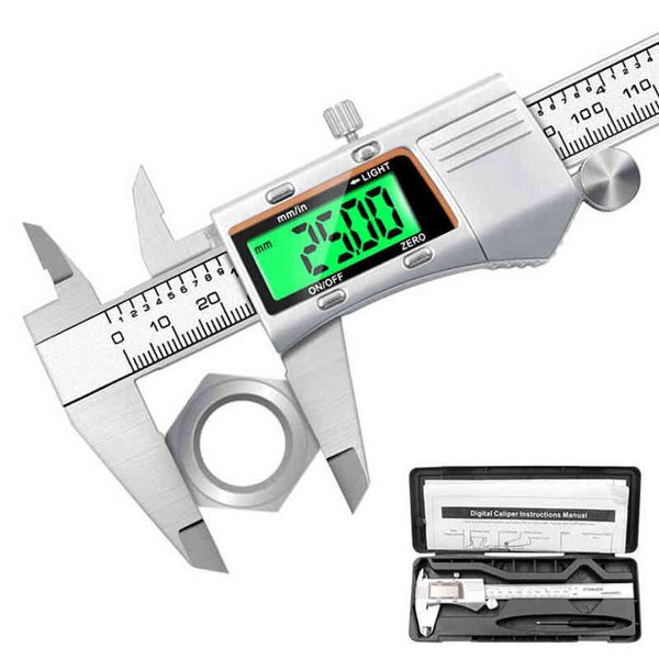 Coquille métallique en acier inoxydable Pied à coulisse numérique Vernier électronique Écran de rétroéclairage 0-150mm Outils de mesure 211220