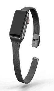 Roestvrijstalen metalen horlogeband voor Apple Watch 44mm 40 mm 38 mm 42 mm 41 45 mm slanke band voor IWatch -serie 7 6 5 4 SE 3 2 Y11266810173