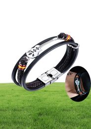 Bracelets en cuir mini guitare en acier inoxydable pour hommes Punk personnalisé en cuir véritable corde bracelet musique charme bijoux de mode Gi9575807