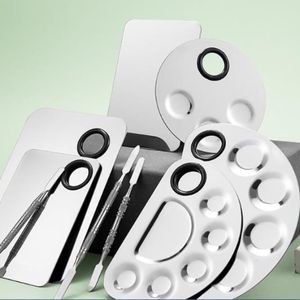 Kit de spatule de palette d'outils d'art d'ongle de fondation de plateau d'huile d'ongle d'acier inoxydable