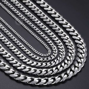 Rvs Ketting voor Mannen Vrouwen Curb Cubaanse Link Chain Chokers Vintage Zilver Kleur Massief Metalen Groothandel 18-36 inch KNM07A