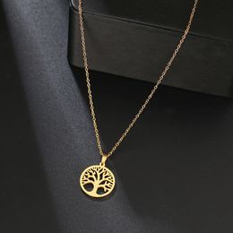 Roestvrijstalen ketting hete boom van het leven ronde hanger kettingen Bijoux collier elegante vrouwen meisje sieraden geschenken