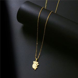 Collier en acier inoxydable minuscule chaîne en or simple pendentif ours colliers pour femmes bijoux animaux cadeau