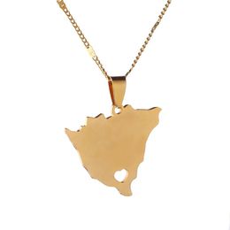 Colliers avec pendentif carte du Nicaragua en acier inoxydable pour femmes, chaîne de cartes du Nicaragua, bijoux 2471